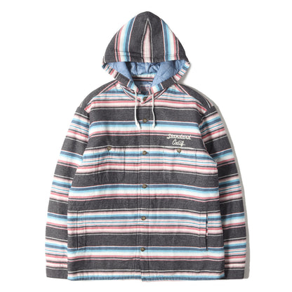 サウスウエスト ボーダー キルティング フランネル シャツ パーカー (SD SOUTHWEST FLANNEL QUILTED HOOD JACKET)