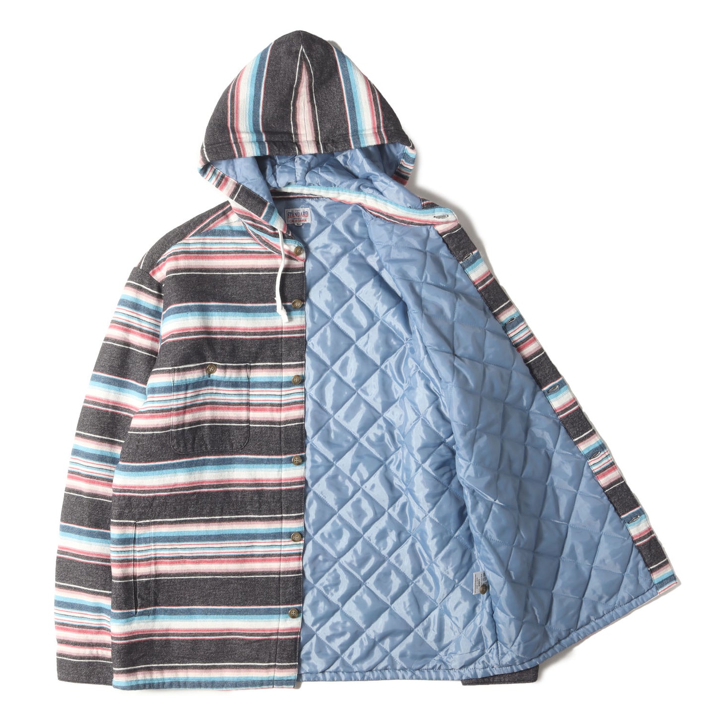 サウスウエスト ボーダー キルティング フランネル シャツ パーカー (SD SOUTHWEST FLANNEL QUILTED HOOD JACKET)