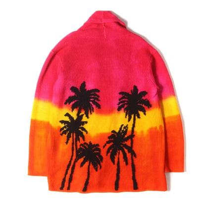 パームツリー ジャガード ショールカラー カシミヤ ニット カーディガン (ITALY SMOKING JACKET PALM TREE)