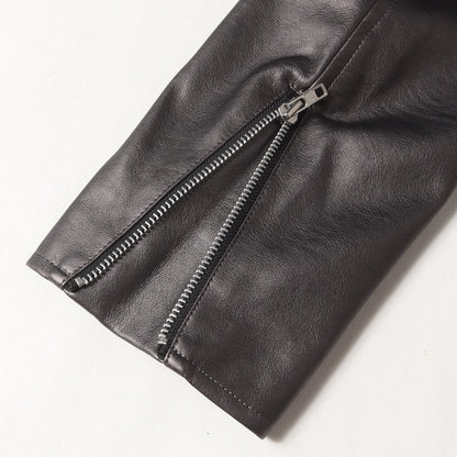 メタリック シンセティックレザー ダブル ライダース ジャケット ブルゾン (PG-J016)