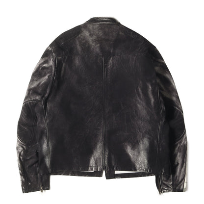 × BATES × BerBerJin ヴィンテージ 転写プリント キャンバス シングル ライダース ジャケット (WK-J922)