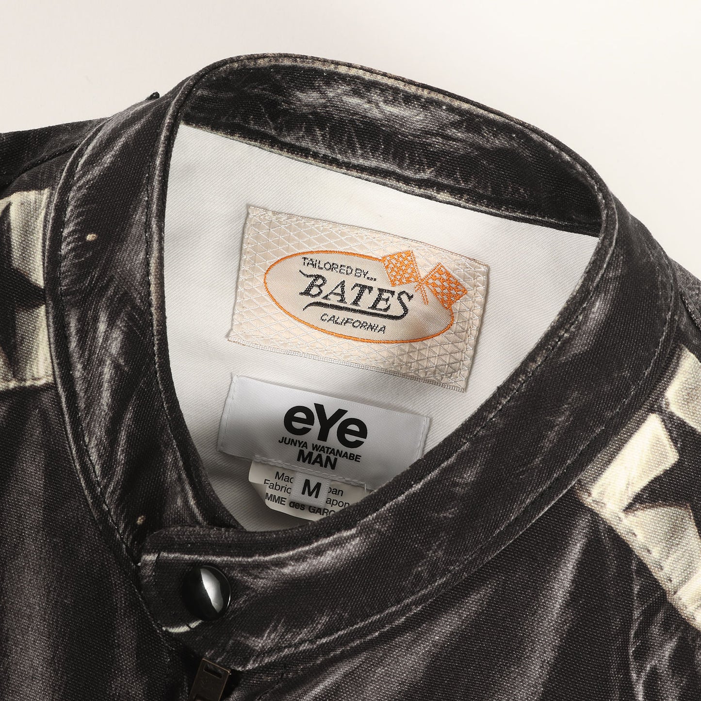 × BATES × BerBerJin ヴィンテージ 転写プリント キャンバス シングル ライダース ジャケット (WK-J922)