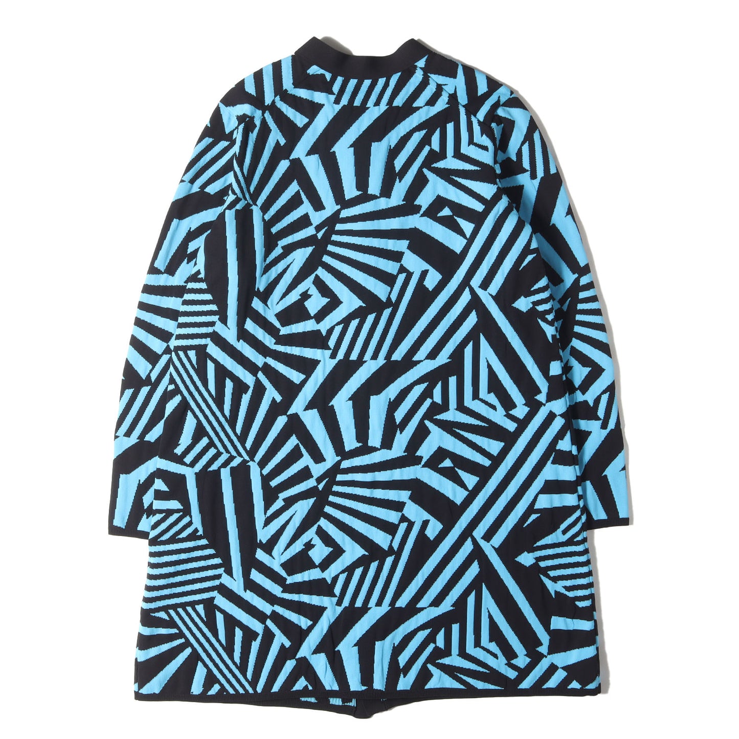 ジオメトリック ジャガード ポリ ニット ロング カーディガン (PK-N013)