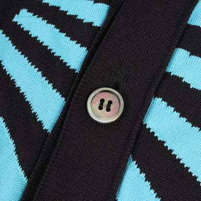 ジオメトリック ジャガード ポリ ニット ロング カーディガン (PK-N013)