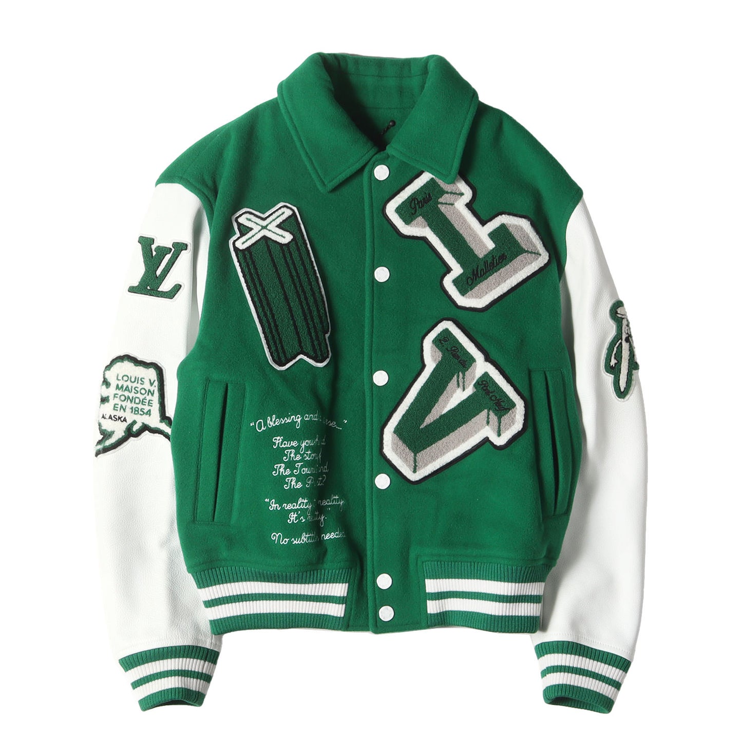 21AW レザースリーブ ロゴ ワッペン 刺繍 メルトン バーシティ ジャケット (RM212 MJY HLL69E)