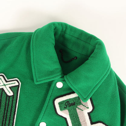 21AW レザースリーブ ロゴ ワッペン 刺繍 メルトン バーシティ ジャケット (RM212 MJY HLL69E)