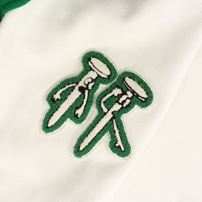 21AW レザースリーブ ロゴ ワッペン 刺繍 メルトン バーシティ ジャケット (RM212 MJY HLL69E)