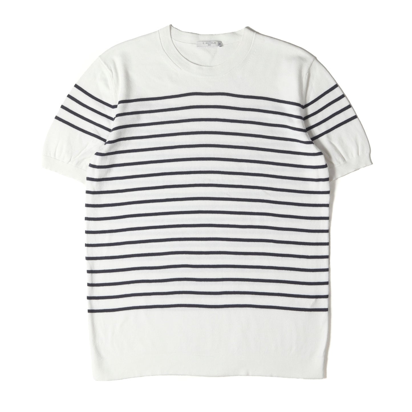 パネルボーダー コットンニット Tシャツ (CN 3124) / MADE IN ITALY