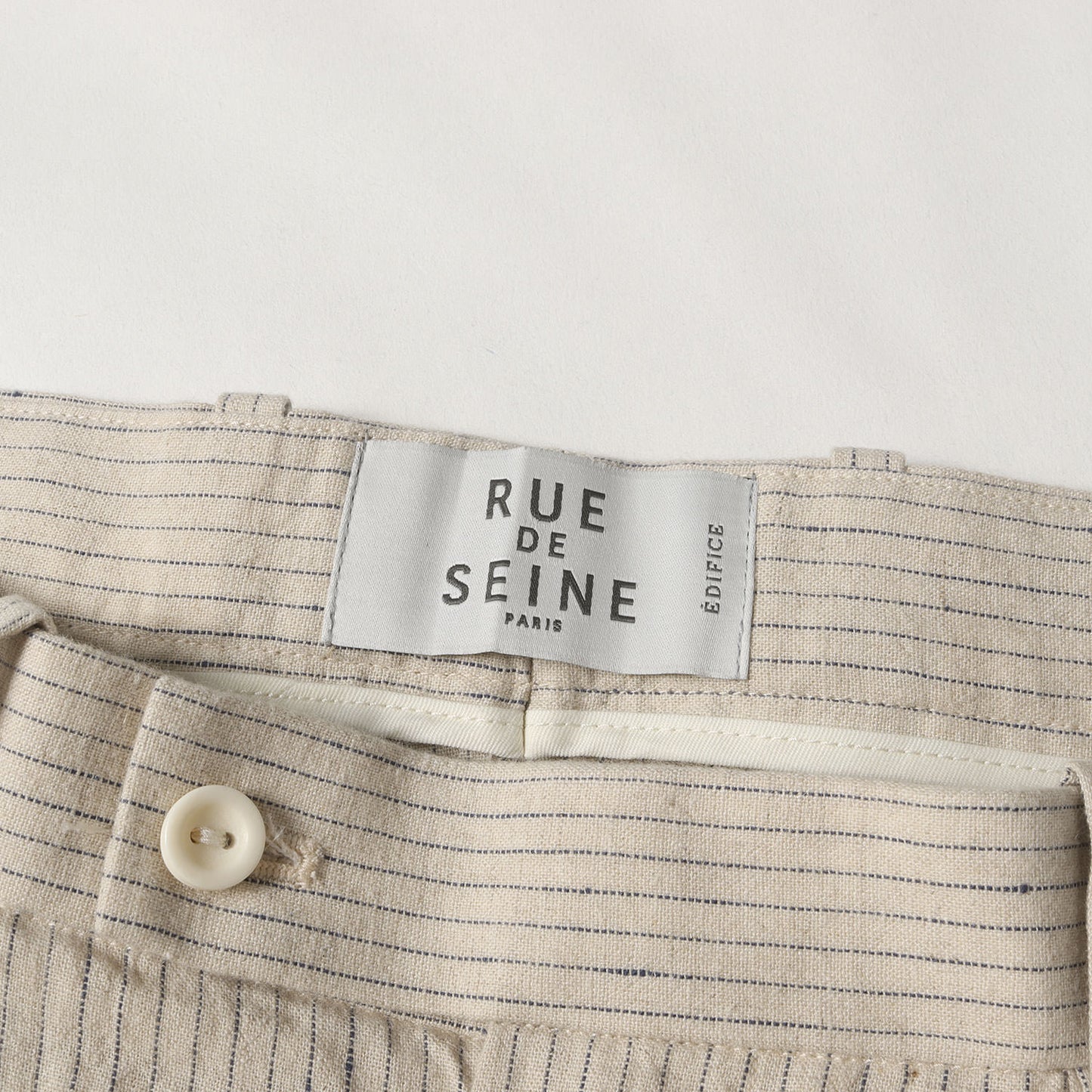 24SS RUE DE SEINE ストライプ ツータック リネンコットン パンツ (フレンチ 2タック スラックス 24-030-300-9000-1-0)