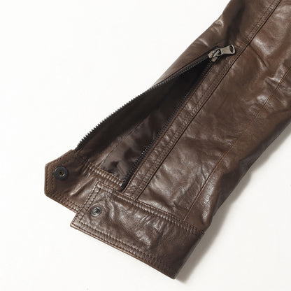 ジップアップ シングル シープ ナッパレザー ジャケット (DAVID) / MADE IN ITALY