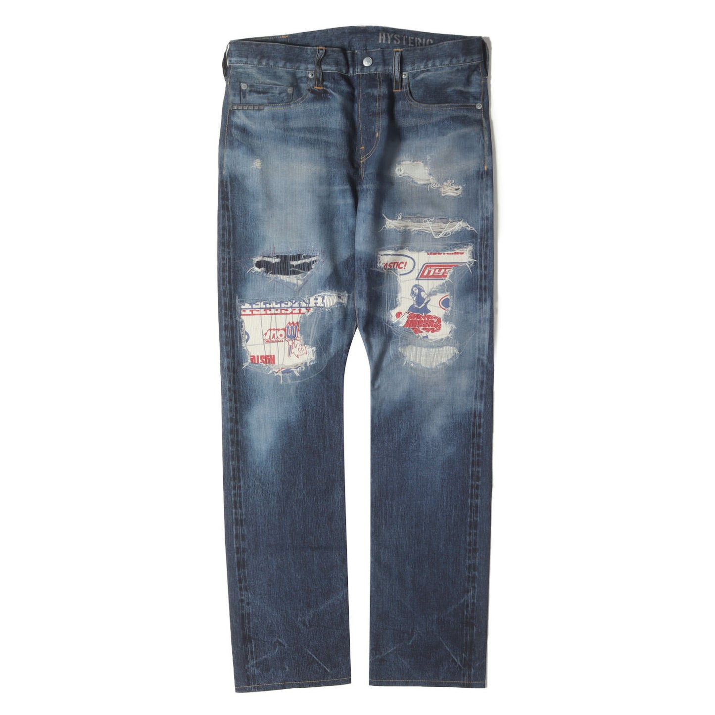 転写 プリント アートメイク スリム ストレート パンツ (ARTMAKE FAKE JEANS 02222AP02)