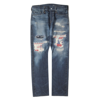 転写 プリント アートメイク スリム ストレート パンツ (ARTMAKE FAKE JEANS 02222AP02)