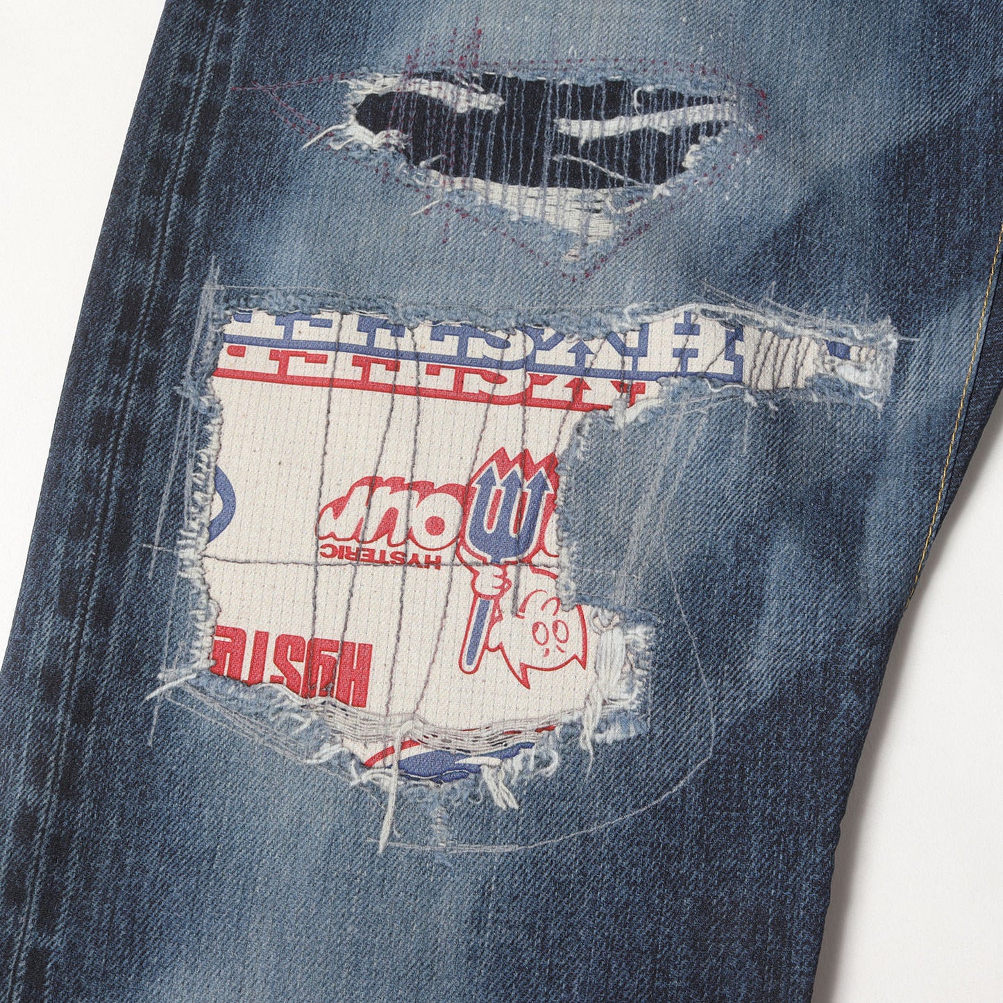 転写 プリント アートメイク スリム ストレート パンツ (ARTMAKE FAKE JEANS 02222AP02)