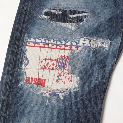 転写 プリント アートメイク スリム ストレート パンツ (ARTMAKE FAKE JEANS 02222AP02)