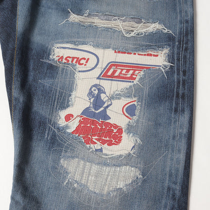 転写 プリント アートメイク スリム ストレート パンツ (ARTMAKE FAKE JEANS 02222AP02)