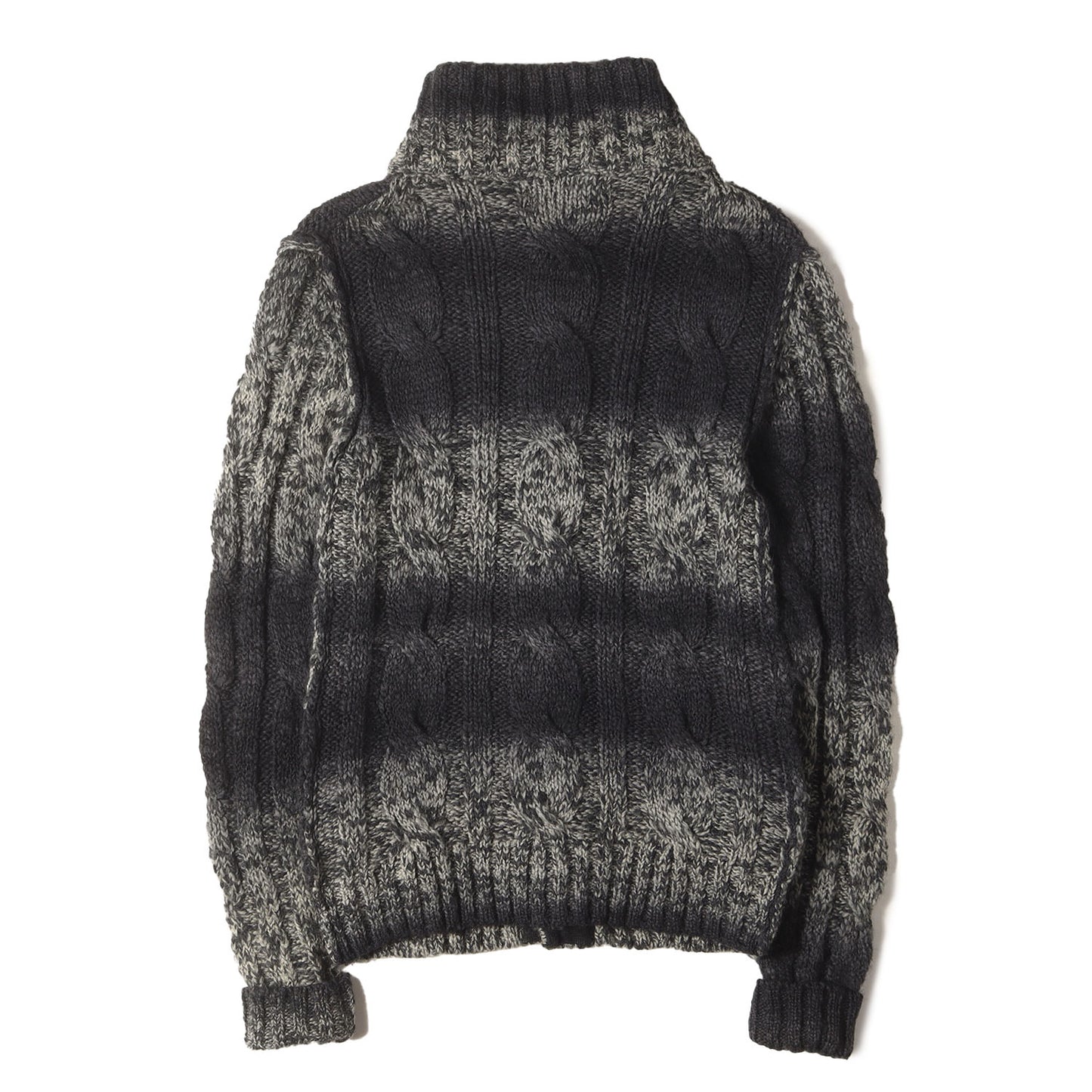 グラデーション ボーダー アルパカ混 ニット ハイネック カーディガン (GCC14K F17E3)