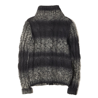 グラデーション ボーダー アルパカ混 ニット ハイネック カーディガン (GCC14K F17E3)