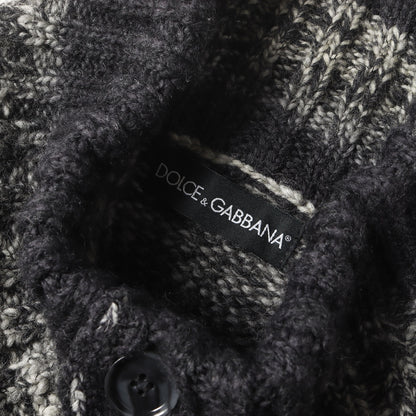 グラデーション ボーダー アルパカ混 ニット ハイネック カーディガン (GCC14K F17E3)