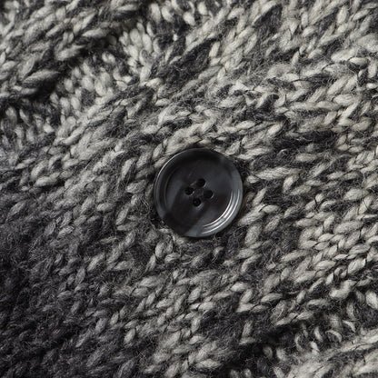 グラデーション ボーダー アルパカ混 ニット ハイネック カーディガン (GCC14K F17E3)