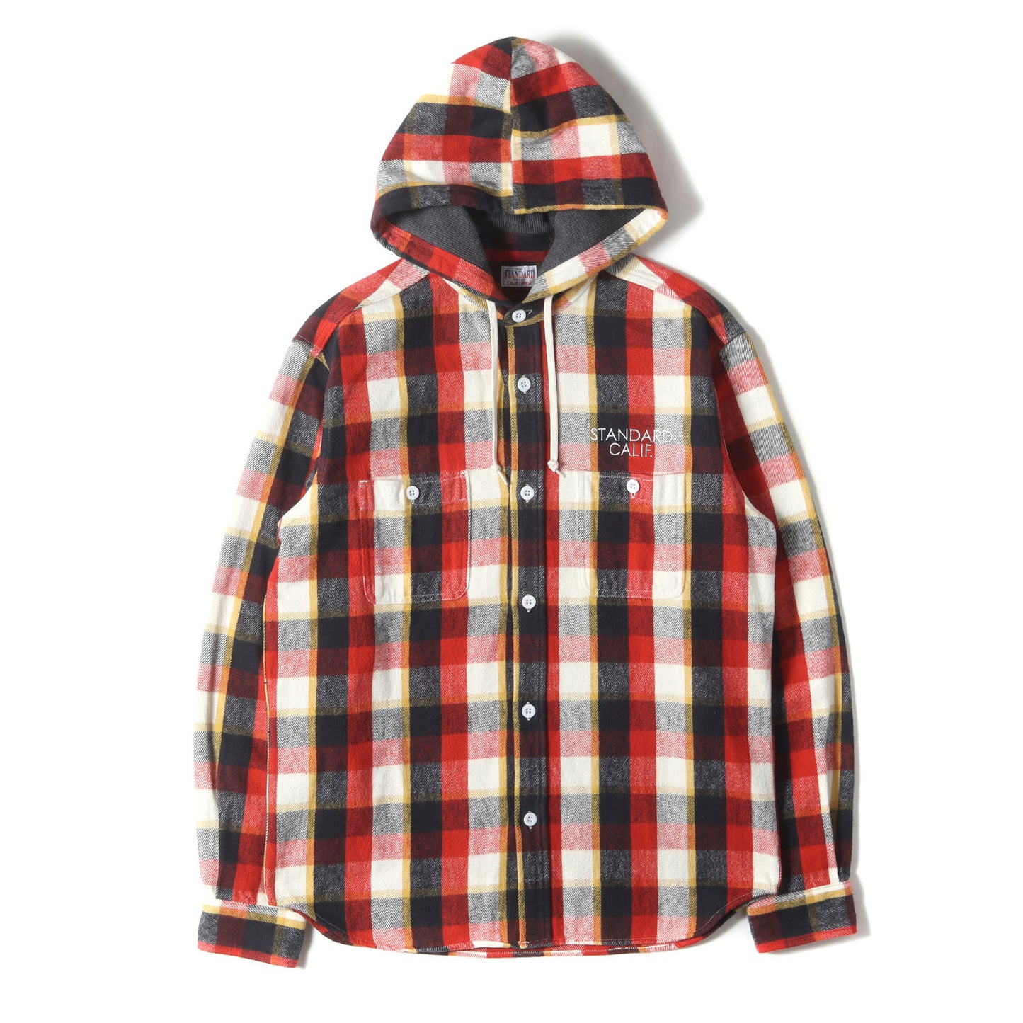 ワンポイント ロゴ 刺繍 チェック フード フランネル シャツ (SD HEAVY FLANNEL CHECK HOOD SHIRT)