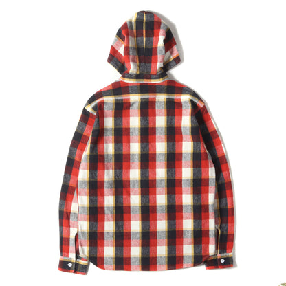 ワンポイント ロゴ 刺繍 チェック フード フランネル シャツ (SD HEAVY FLANNEL CHECK HOOD SHIRT)
