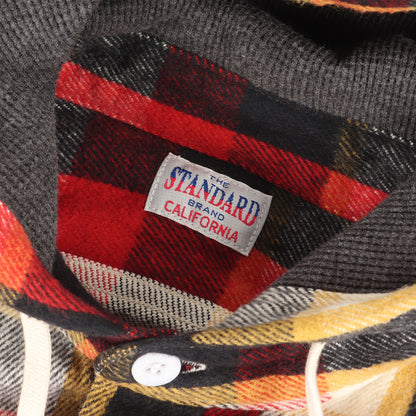 ワンポイント ロゴ 刺繍 チェック フード フランネル シャツ (SD HEAVY FLANNEL CHECK HOOD SHIRT)