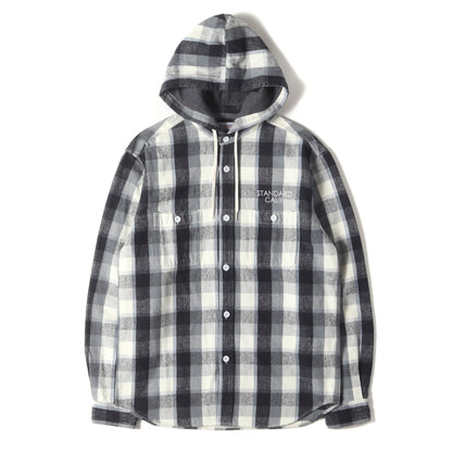 ワンポイント ロゴ 刺繍 チェック フード フランネル シャツ (SD HEAVY FLANNEL CHECK HOOD SHIRT)
