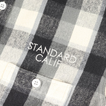 ワンポイント ロゴ 刺繍 チェック フード フランネル シャツ (SD HEAVY FLANNEL CHECK HOOD SHIRT)