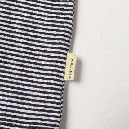 24SS ワンポイント ロゴ 刺繍 ボーダー トリム Tシャツ (Narrow Striped T-Shirt FR0401-M3003)