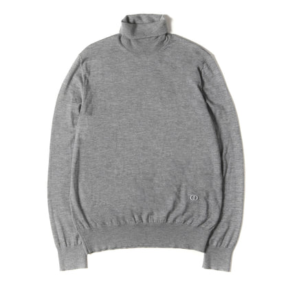 CD刺繍 カシミヤ タートルネック ハイゲージ ニット セーター (113M646AT220)