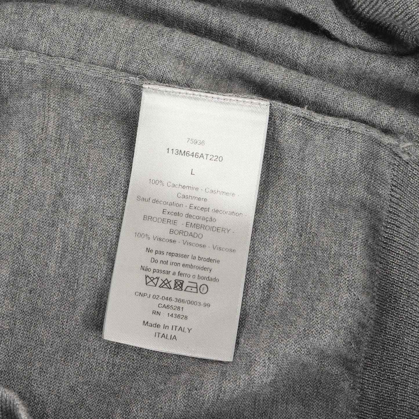 CD刺繍 カシミヤ タートルネック ハイゲージ ニット セーター (113M646AT220)