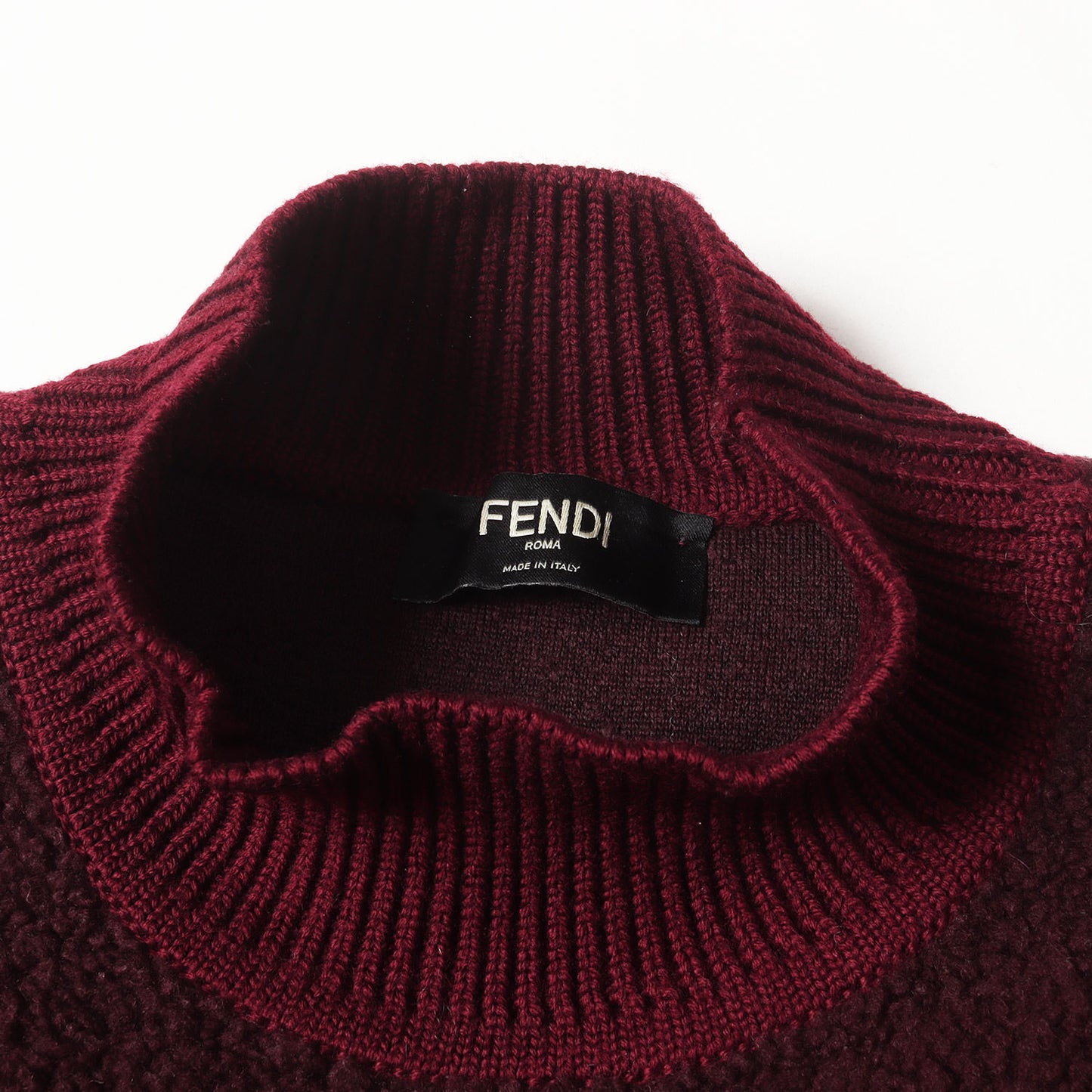 22AW ロゴ ジャガード ボア 切替 モックネック ニット セーター (FZX073 AL3S)