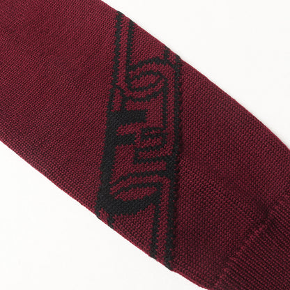 22AW ロゴ ジャガード ボア 切替 モックネック ニット セーター (FZX073 AL3S)