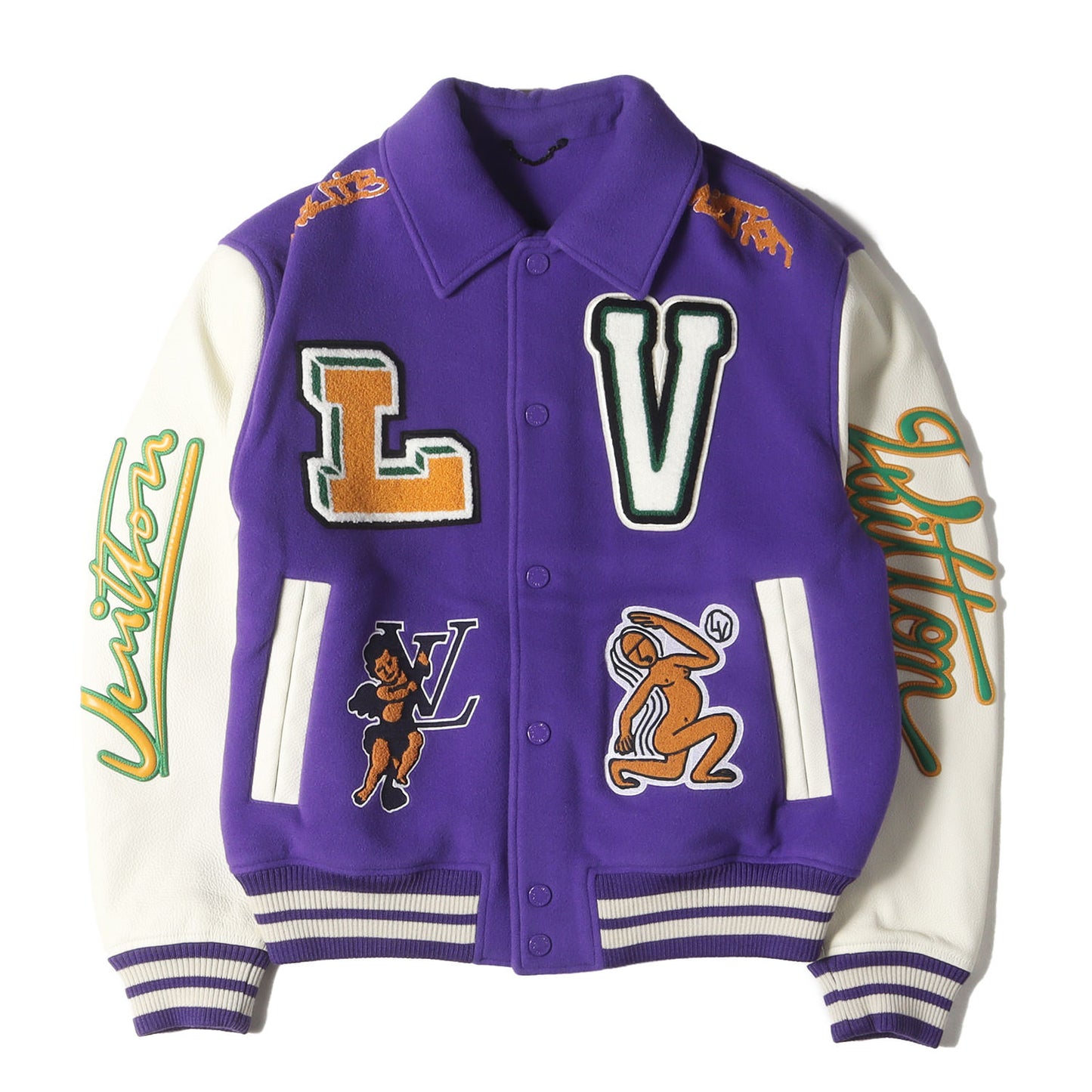 22AW レザースリーブ マルチロゴ パッチ刺繍 メルトン バーシティ ジャケット (RM222 MJY HNL90E)