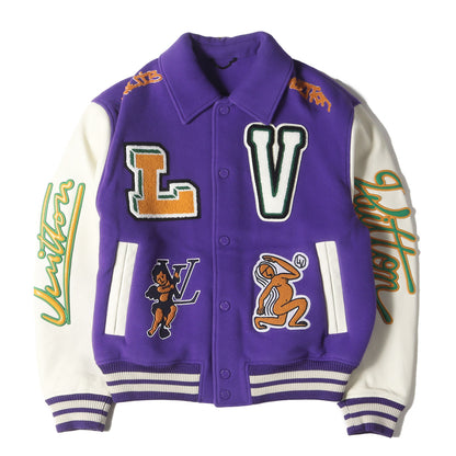 22AW レザースリーブ マルチロゴ パッチ刺繍 メルトン バーシティ ジャケット (RM222 MJY HNL90E)