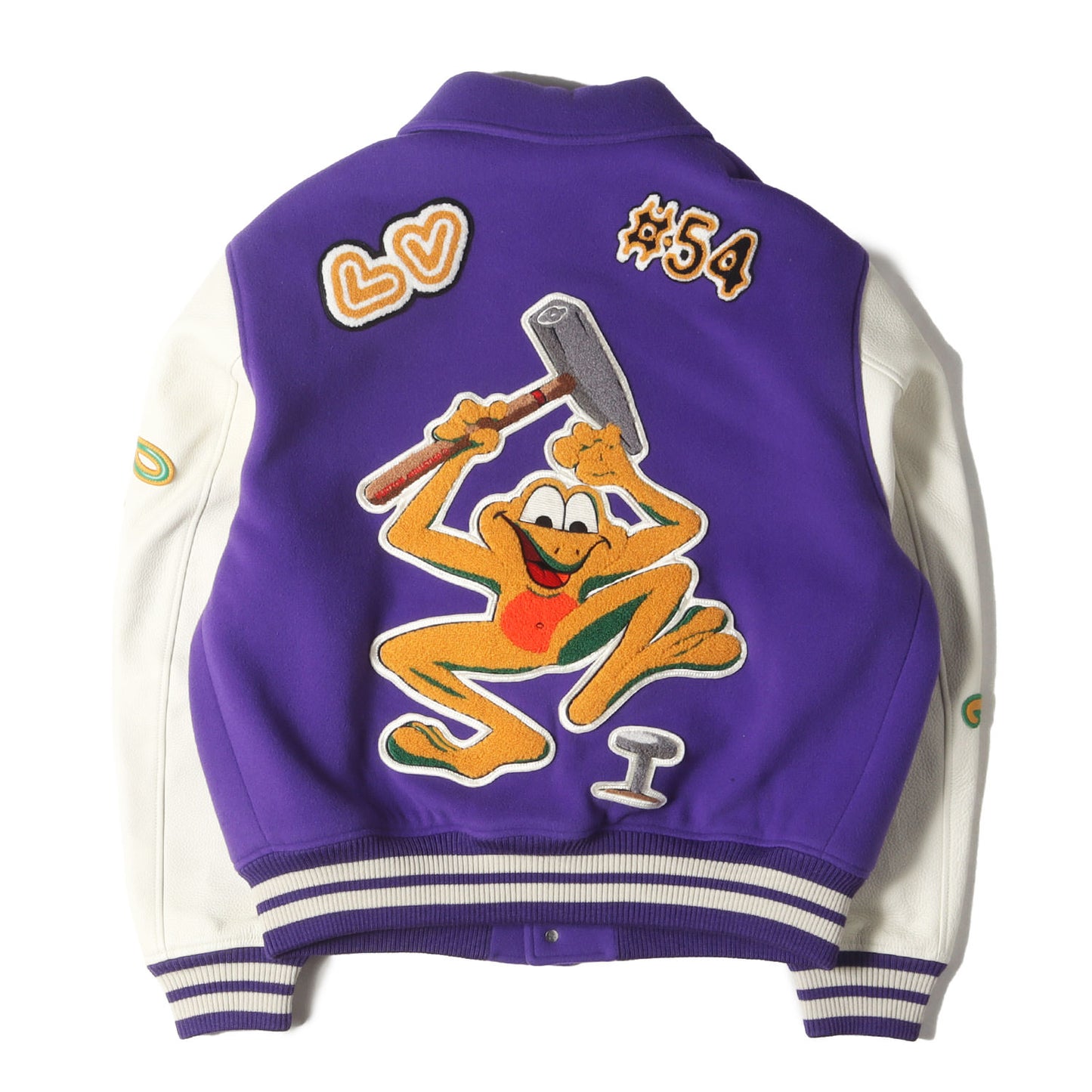 22AW レザースリーブ マルチロゴ パッチ刺繍 メルトン バーシティ ジャケット (RM222 MJY HNL90E)