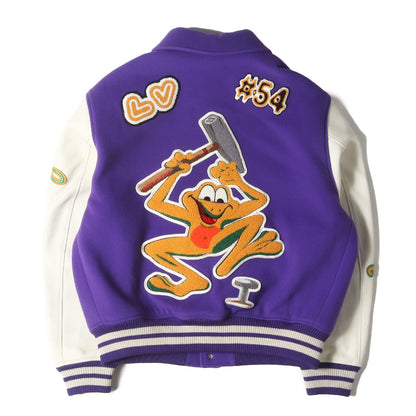 22AW レザースリーブ マルチロゴ パッチ刺繍 メルトン バーシティ ジャケット (RM222 MJY HNL90E)