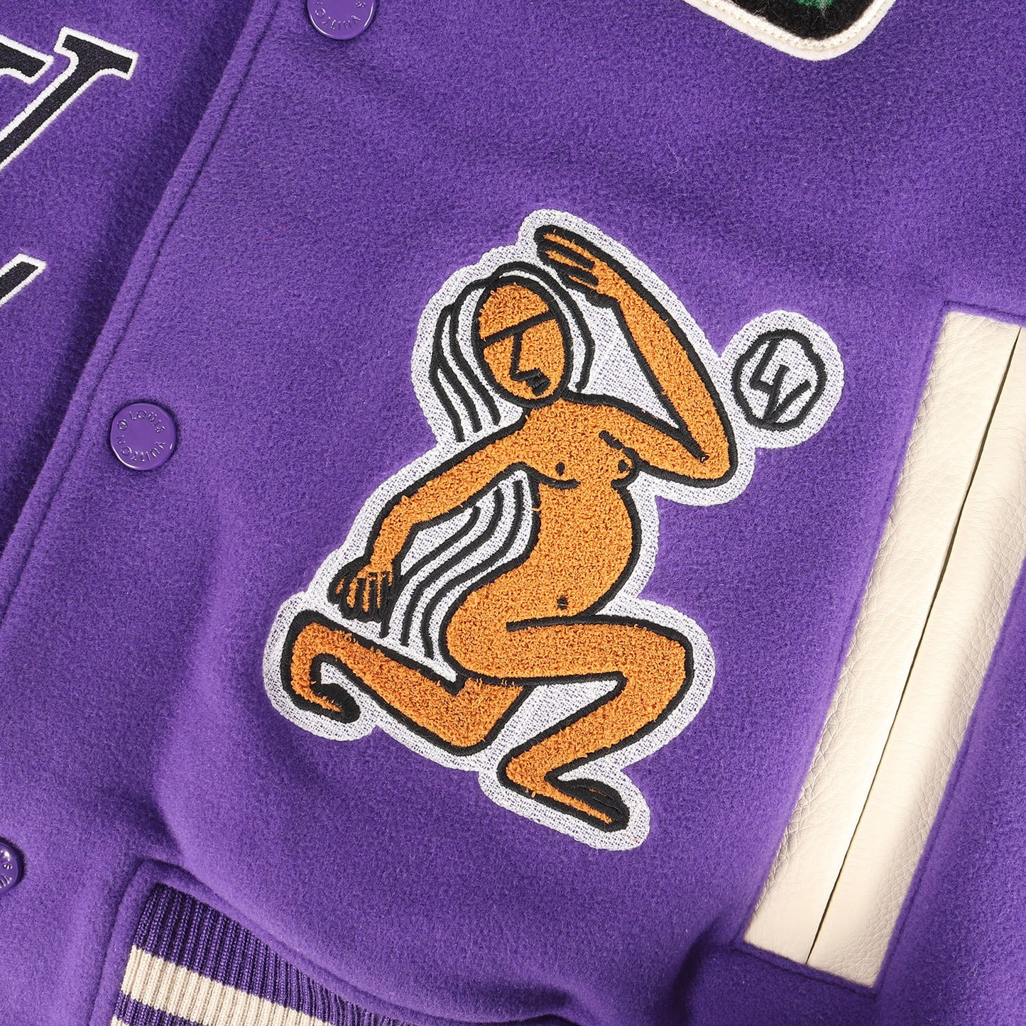 22AW レザースリーブ マルチロゴ パッチ刺繍 メルトン バーシティ ジャケット (RM222 MJY HNL90E)