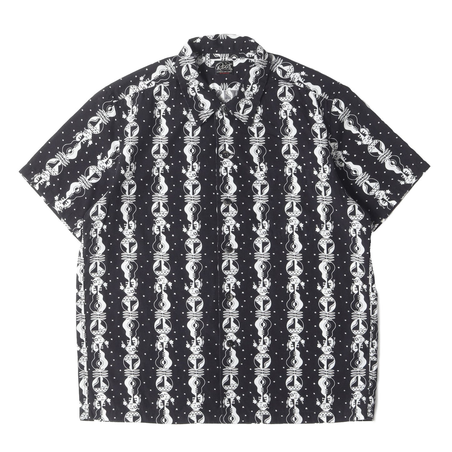 ギター グラフィック ストライプ 総柄 半袖 シャツ (211164107)
