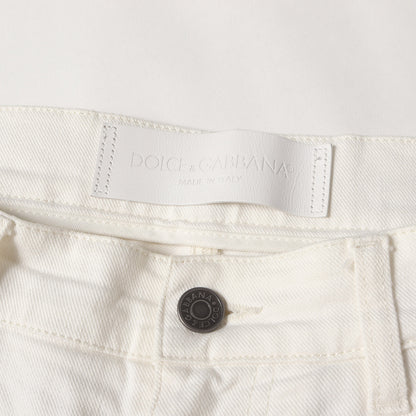 スリム テーパード ストレッチ ホワイト デニム パンツ (G6QJLD G3T27) / ジッパーフライ