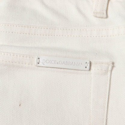 スリム テーパード ストレッチ ホワイト デニム パンツ (G6QJLD G3T27) / ジッパーフライ