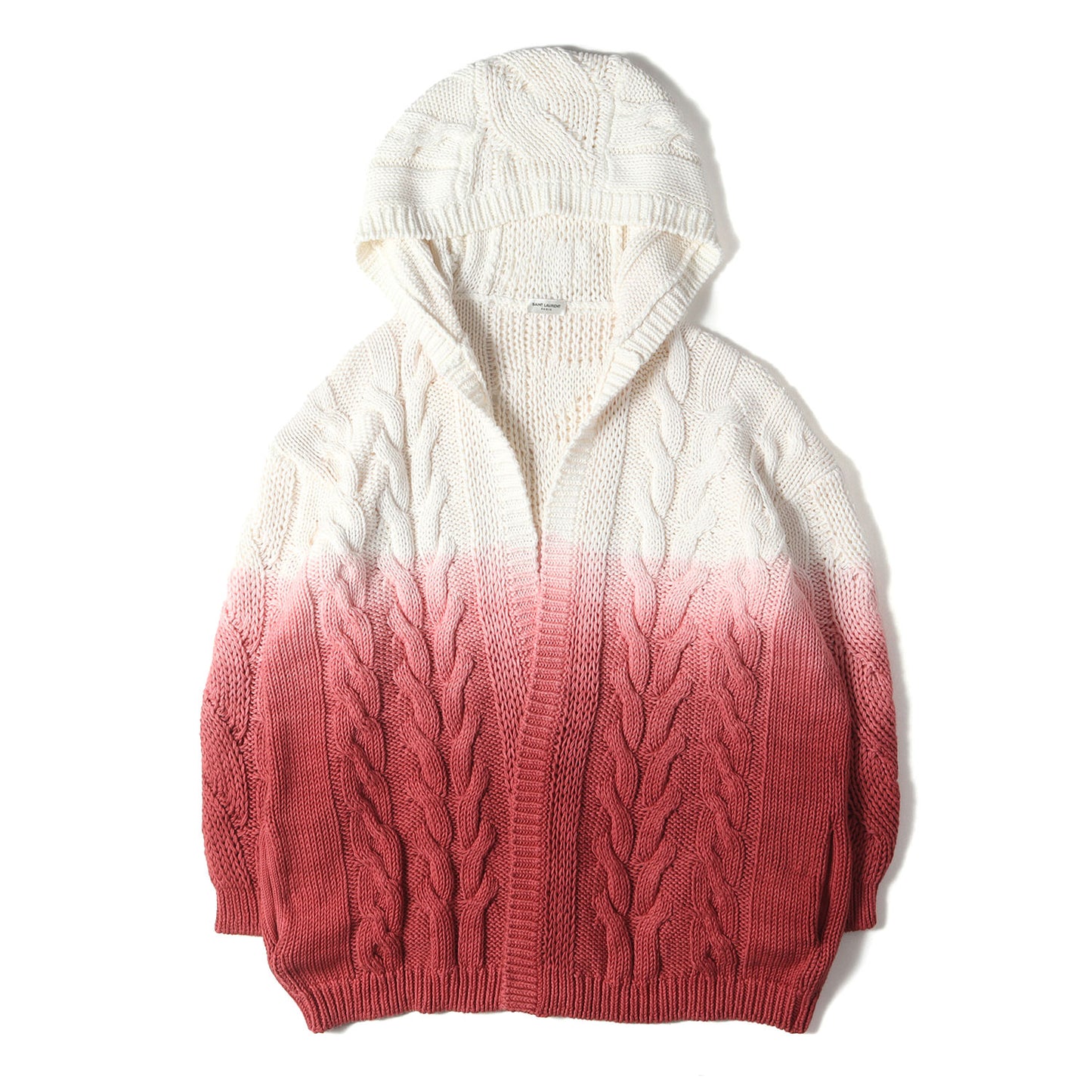 グラデーション フーデッド ローゲージ ケーブル ニット カーディガン (609398 YA2RZ)