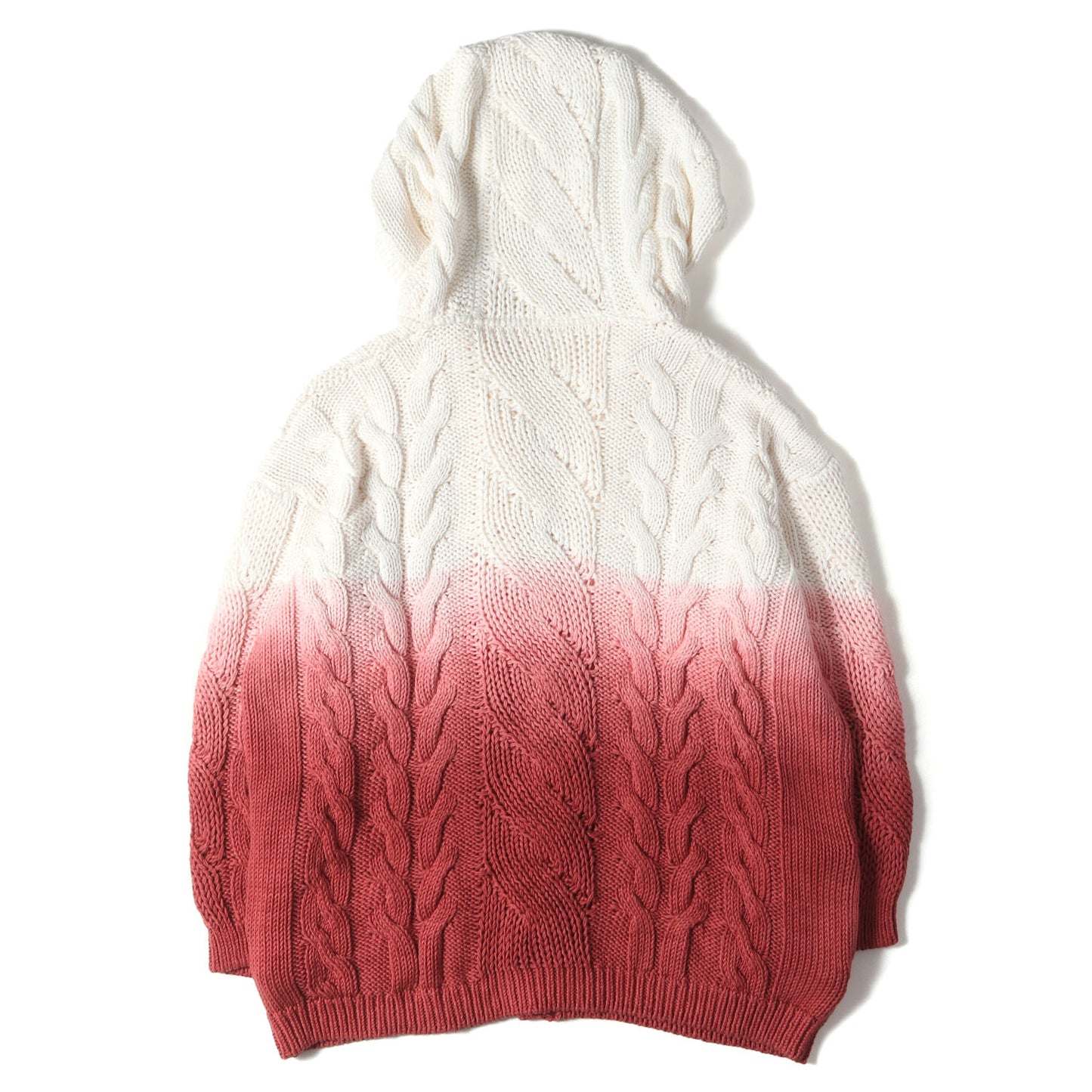 グラデーション フーデッド ローゲージ ケーブル ニット カーディガン (609398 YA2RZ)