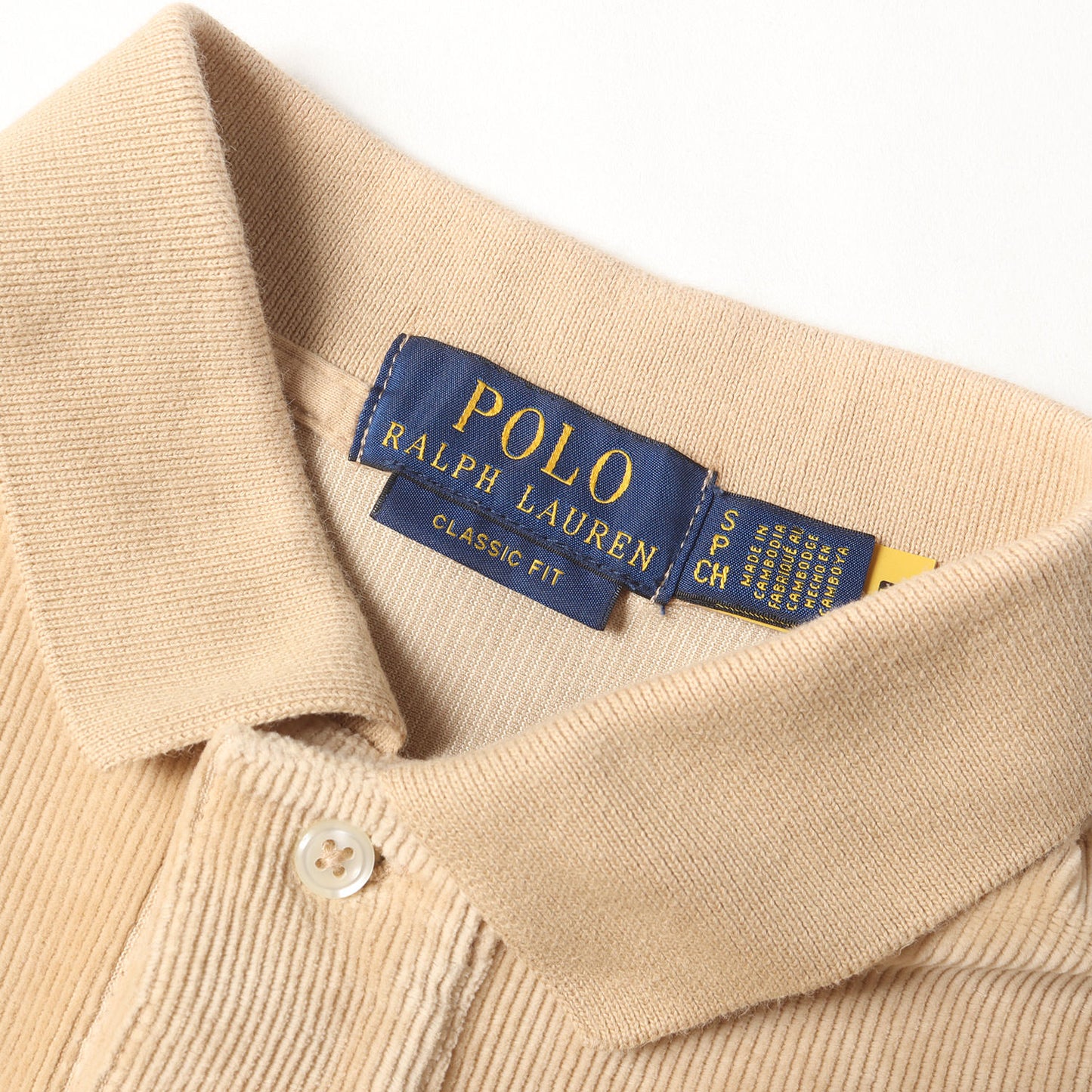 ワンポイント 刺繍 ストレッチ コーデュロイ ポロシャツ