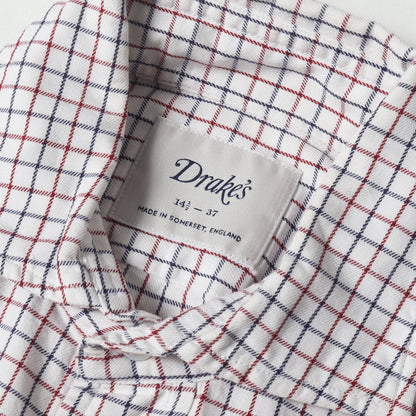 カッタウェイカラー グラフチェック ソフト フランネル ドレス シャツ / MADE IN ENGLAND