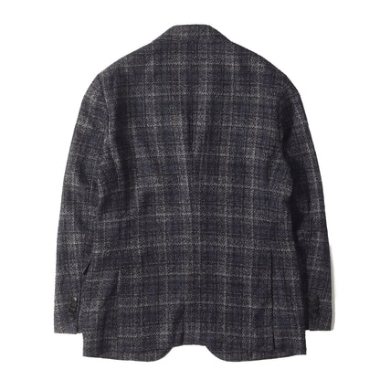 タータンチェック ウールポリ ツイード アンコン 2B テーラード ジャケット (DEGAS 332.A18)
