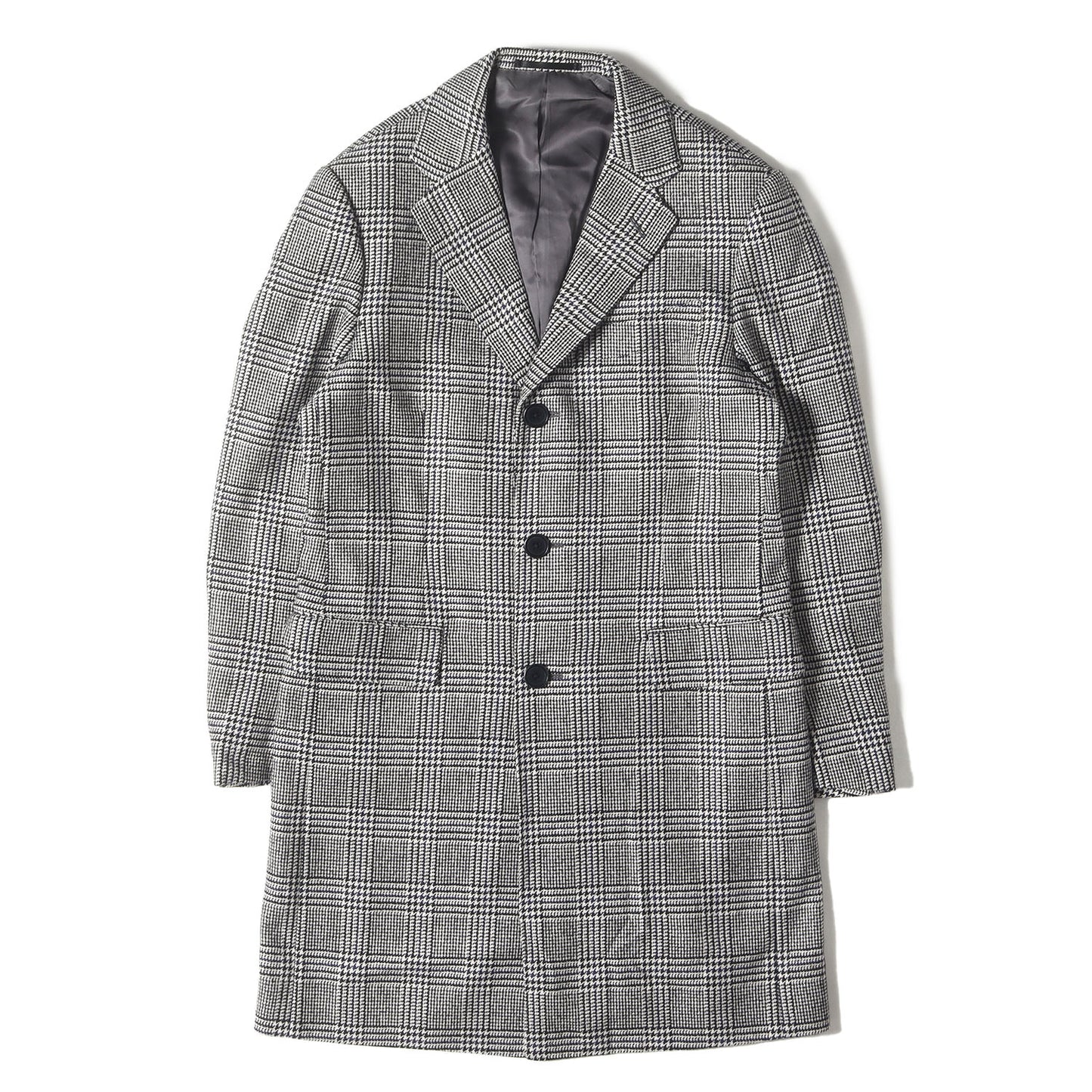グレンチェック カシミヤ混ウール 3B チェスター コート (91-09-84-09111) / PILGLIM