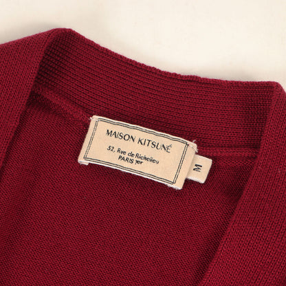 ワンポイント 刺繍 ウール ニット Vネック カーディガン (Fox Head Classic Cardigan GU00529KT1036)