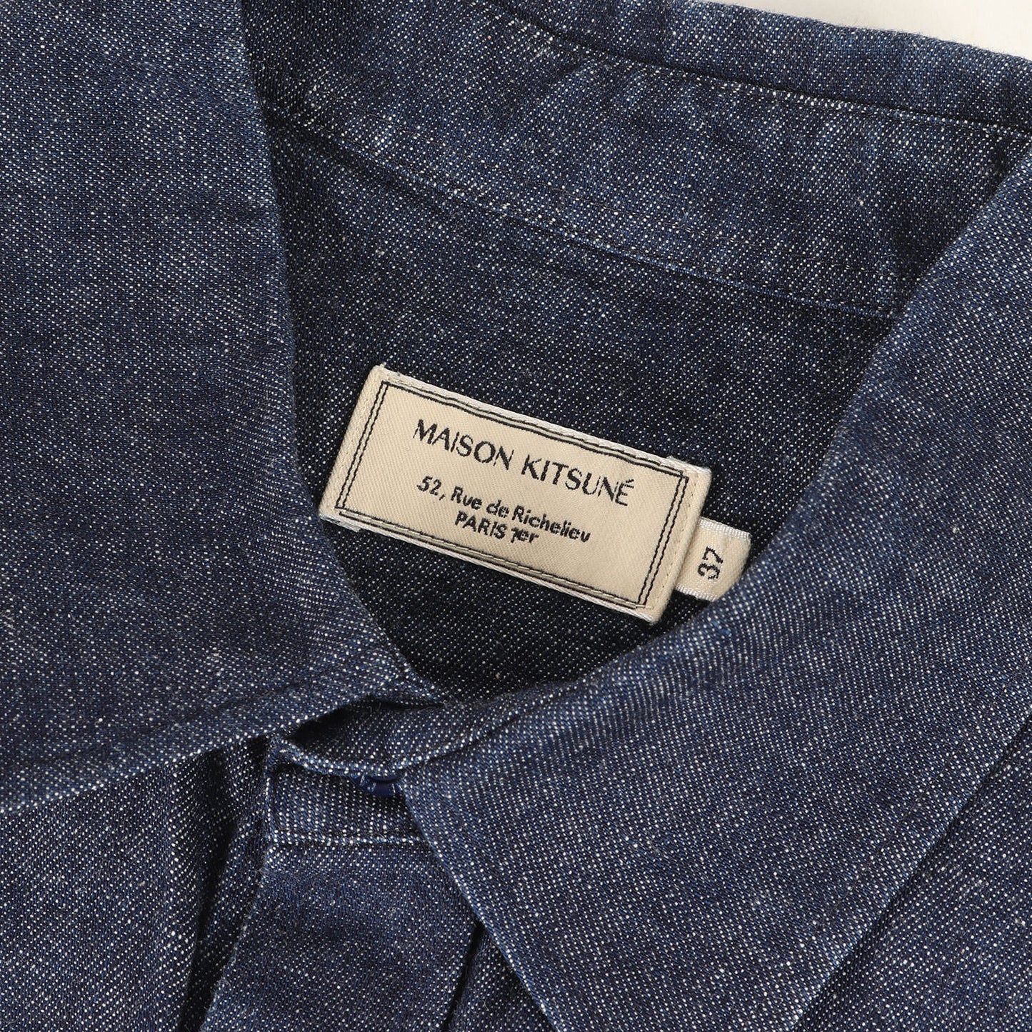 ワンポイント アイコン ラバー 刺繍 デニム 半袖 ワーク シャツ (KMH-19010-A)