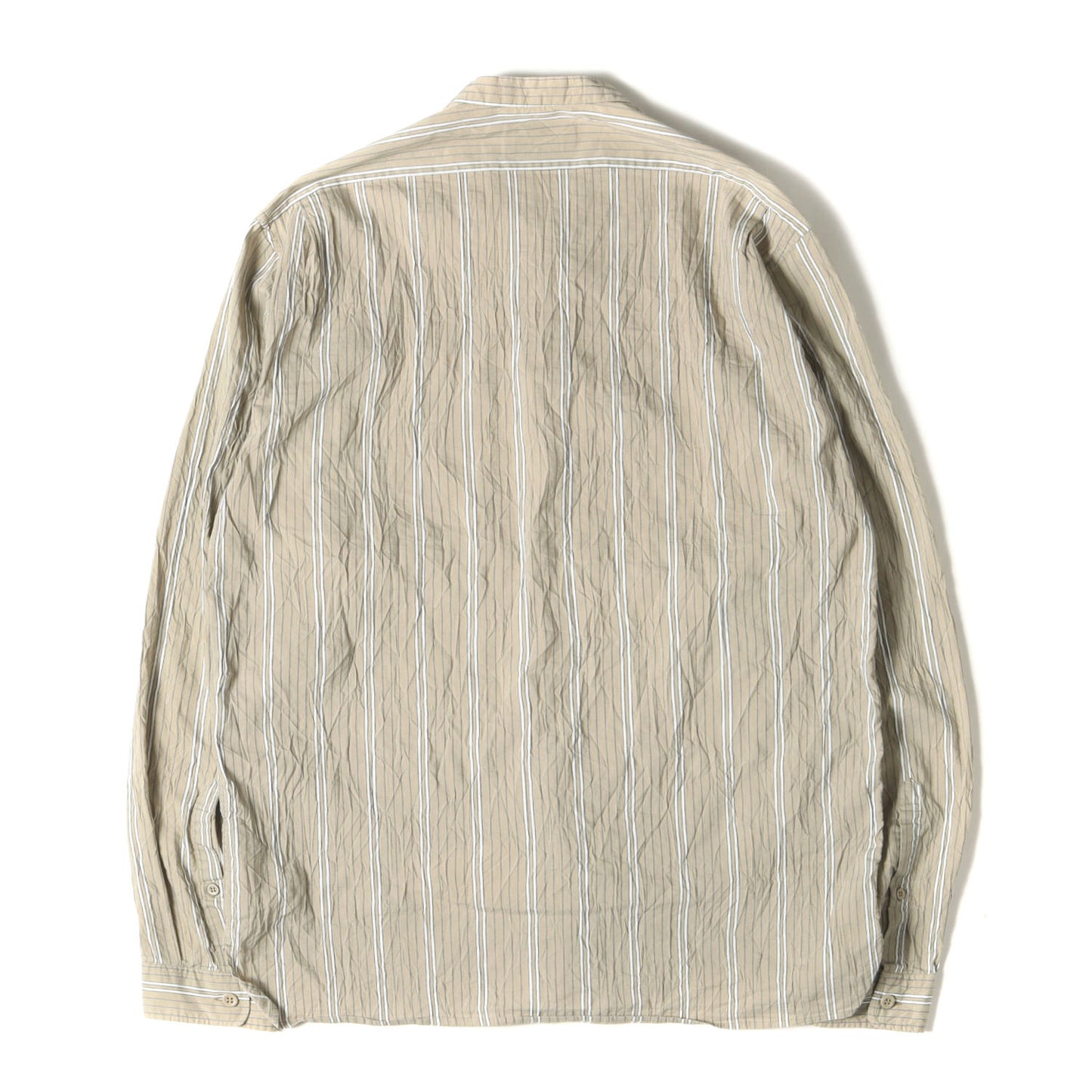 シャーリング加工 ストライプ バンドカラー シャツ (PINE W STR PSS18 21G176)